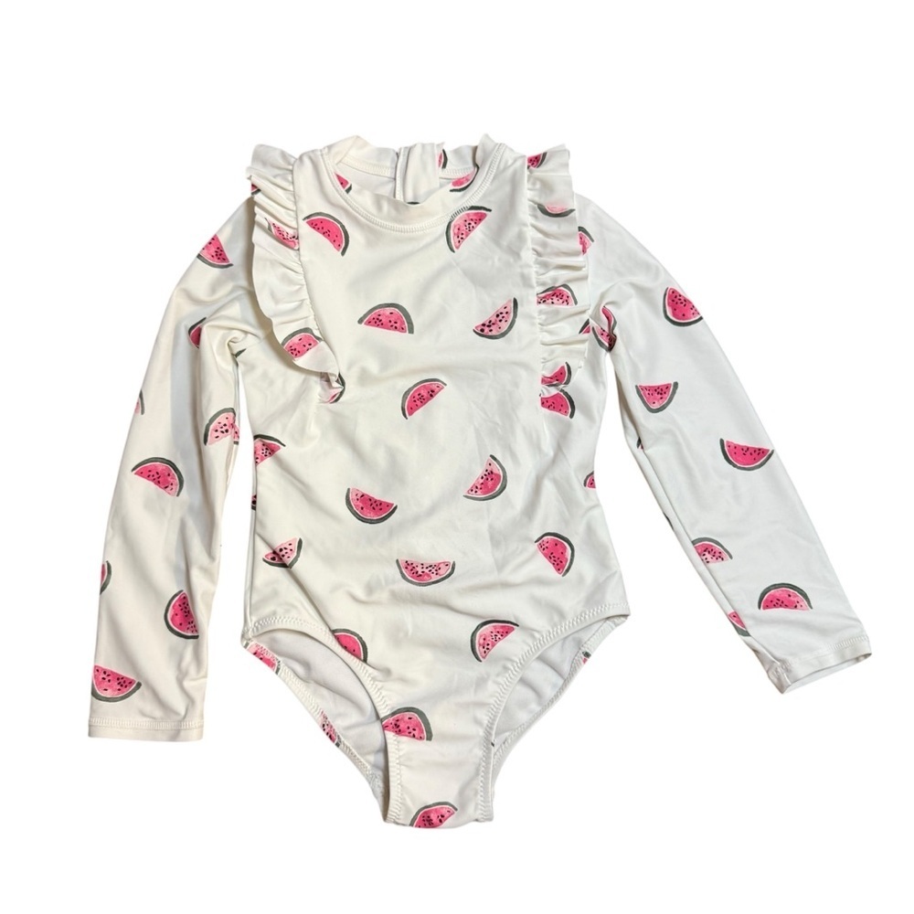 IZOD Girls Watermelon Print Long Sleeve Swimsuit 4–5Y